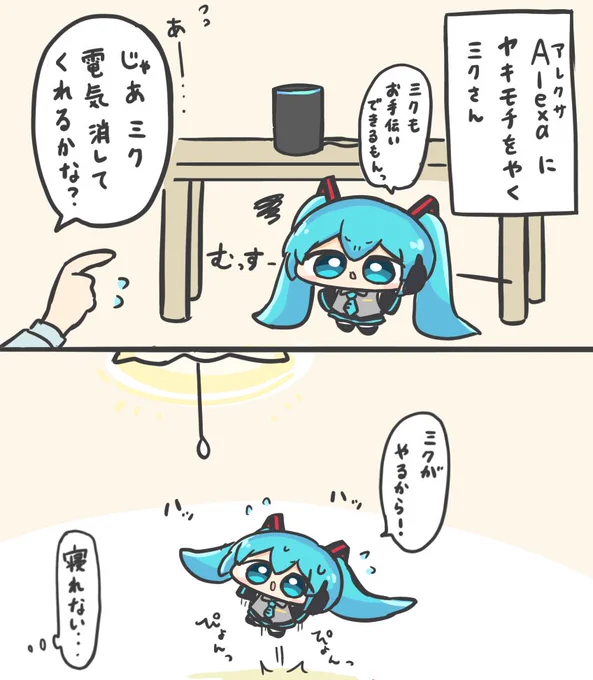 アレクサにヤキモチを焼くミクさん 