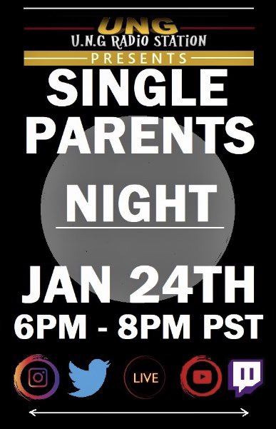 UNGRADIOSTATION's tweet photo. #SingleParentsNight Live tonight 7PM PST right here on our Twitter page or https://t.co/UwAot9TPPb hosted by #LunaSkyye & @UNGRADIOSTATION https://t.co/wGP07QSEzc