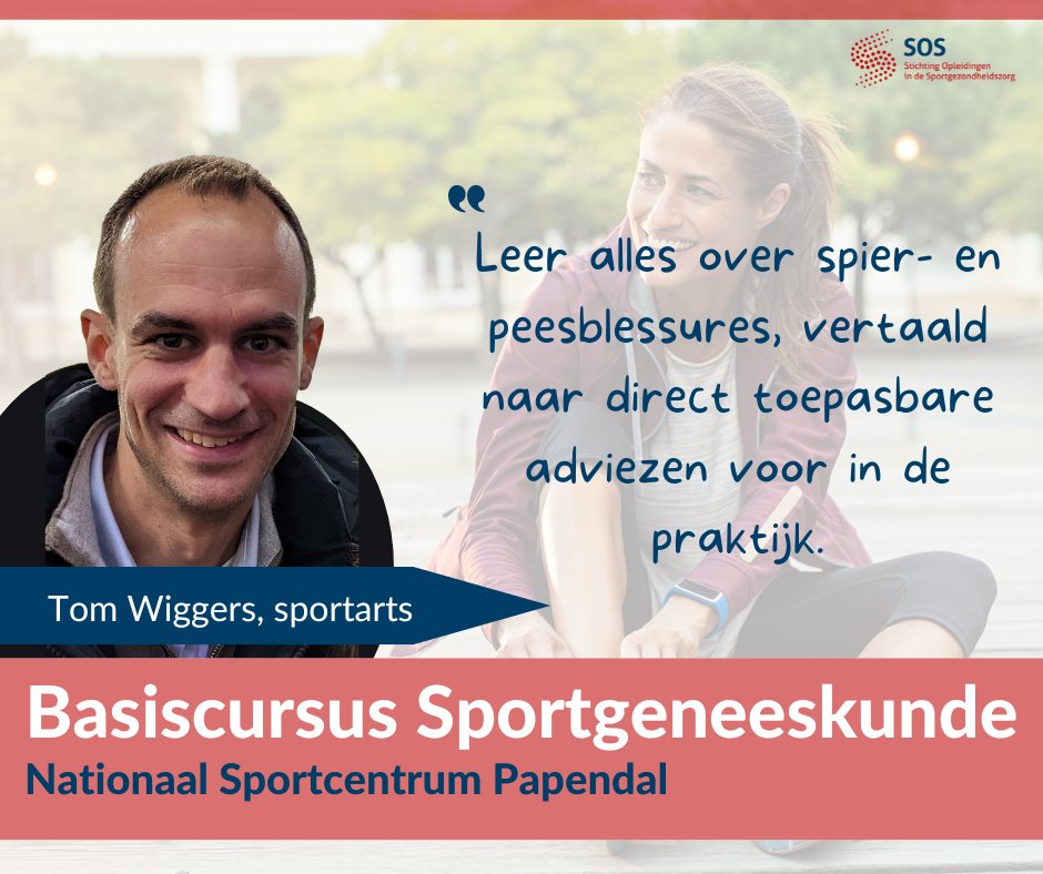 "Leer alles over spier- en peesblessures, vertaald naar direct toepasbare adviezen voor in de praktijk", aldus sportarts Tom Wiggers over zijn onderdeel bij de Basiscursus Sportgeneeskunde. bit.ly/3WaDfcQ

#sportgeneeskunde #basiscursus #bewegingsapparaat