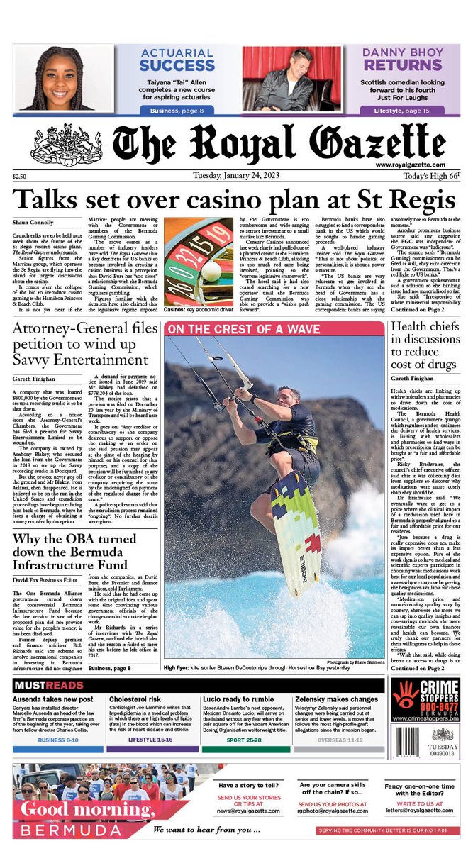 The Royal Gazette On Twitter Here Is The Front Page Of Tuesday S The Royal Gazette On Twitter Here Is The Front Page Of Tuesday S