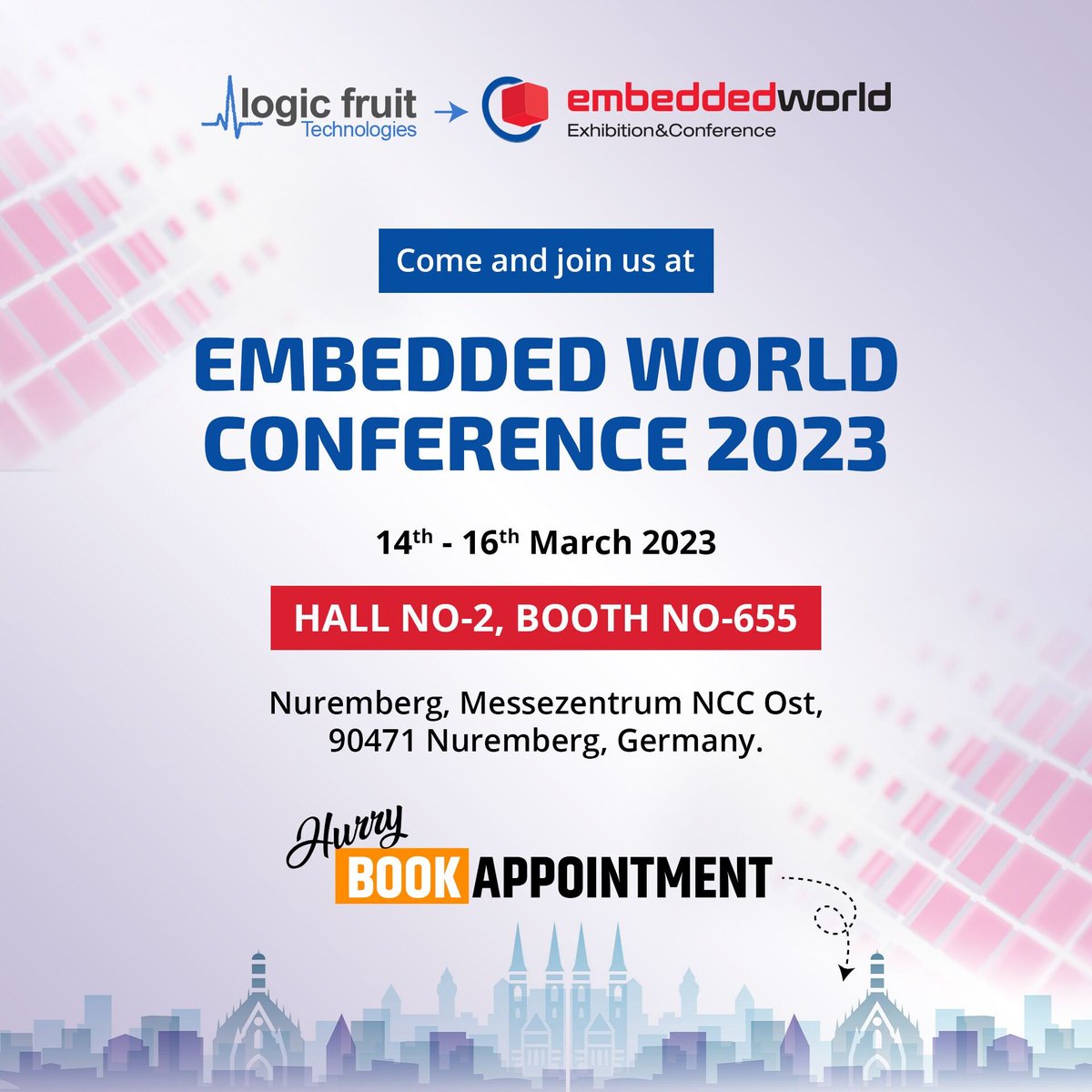 logicfruit's tweet image. #EmbeddedWorld2023
Logic Fruit is going to exhibit and showcase capabilities in the Embedded World 2023.
📅  14th–16th March 2023
📍 Hall no 2, Booth no: 655, Nuremberg, Germany.
Book your appointments here logic-fruit.com/about-us/event…
#ThisIsLFT #Exhibition #Conference #EmbeddedWorld