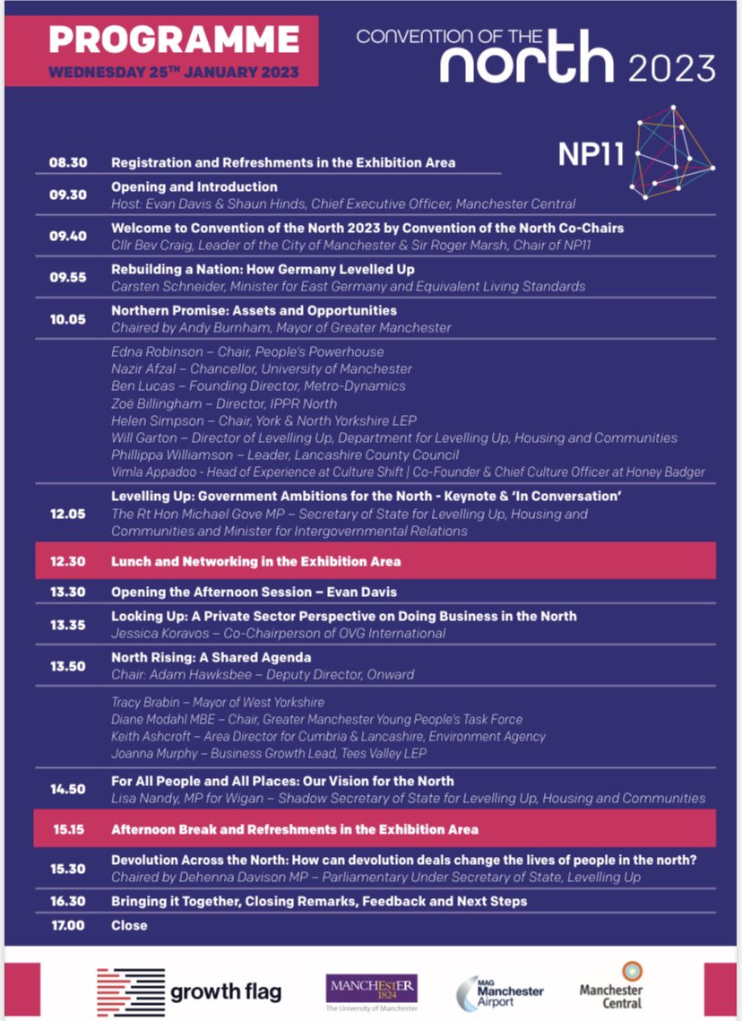 andyburnham's tweet photo. Tomorrow we proudly host the 4th Convention of the North.

It will be the biggest yet.

The North is getting more organised, increasingly speaking with one positive voice - and requiring real change.

#CotN23 https://t.co/QVVJ0H9pY9