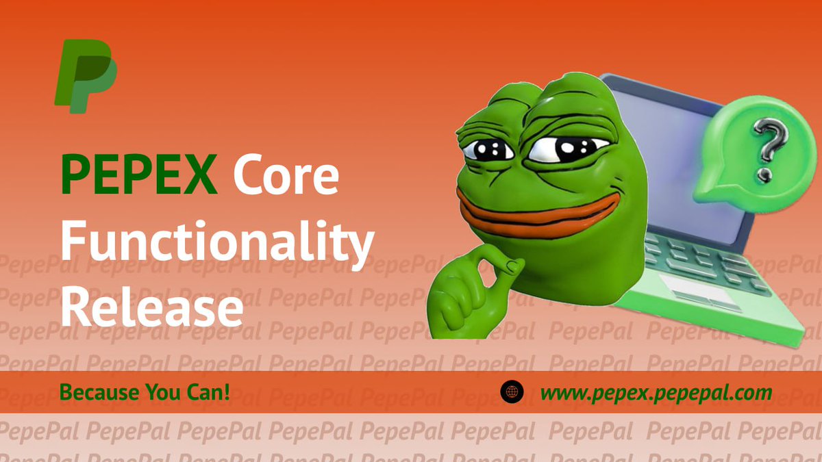 We are happy to bring to you the core platform and functionality of #PepeX! This milestone release is the first of many coming for our #CEX, but as of tonight 4 pairs are tradable. Come check it out! 
pepex.pepepal.com 
The future is bright, frens. 
#PEPL #CryptoNews #ETH