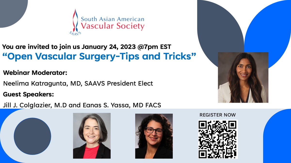 Tune in tonight !

Registration: us02web.zoom.us/webinar/regist…

<a href="/neelgalt/">Neelima Katragunta</a> <a href="/AnahitaDua/">Anahita Dua MD MS MBA FACS</a> <a href="/Dr_NikhilKansal/">Nikhil Kansal</a> <a href="/AbeMohapatra/">Abe Mohapatra, MD, MS</a> <a href="/MGopalVasc/">Mallika Gopal</a> @ShipraAryaMD