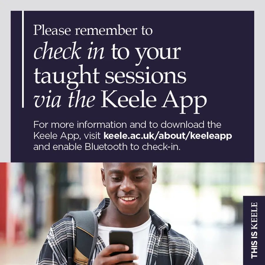 Are you checking in? Regular engagement in, and attendance at, taught sessions is a key factor in progression and academic achievement. Register attendance at taught sessions using the Keele App, it's simple and straightforward. Find out more: buff.ly/3Da9vWG