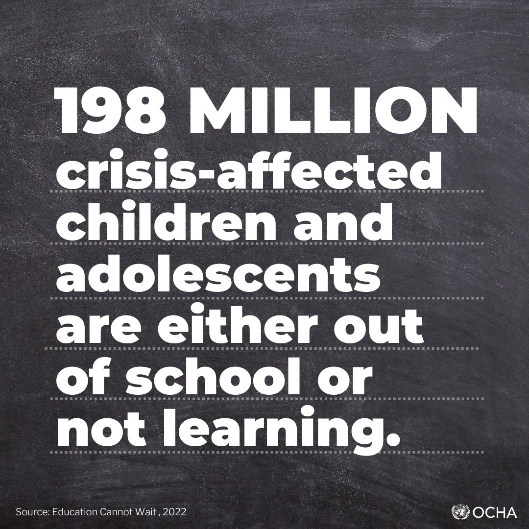 UNOCHA's tweet photo. 📚 A reminder this #EducationDay: Education is a fundamental human right for every child!

Especially in times of crisis, education must be prioritized so that no one is left behind! https://t.co/CAHcqlYVxp