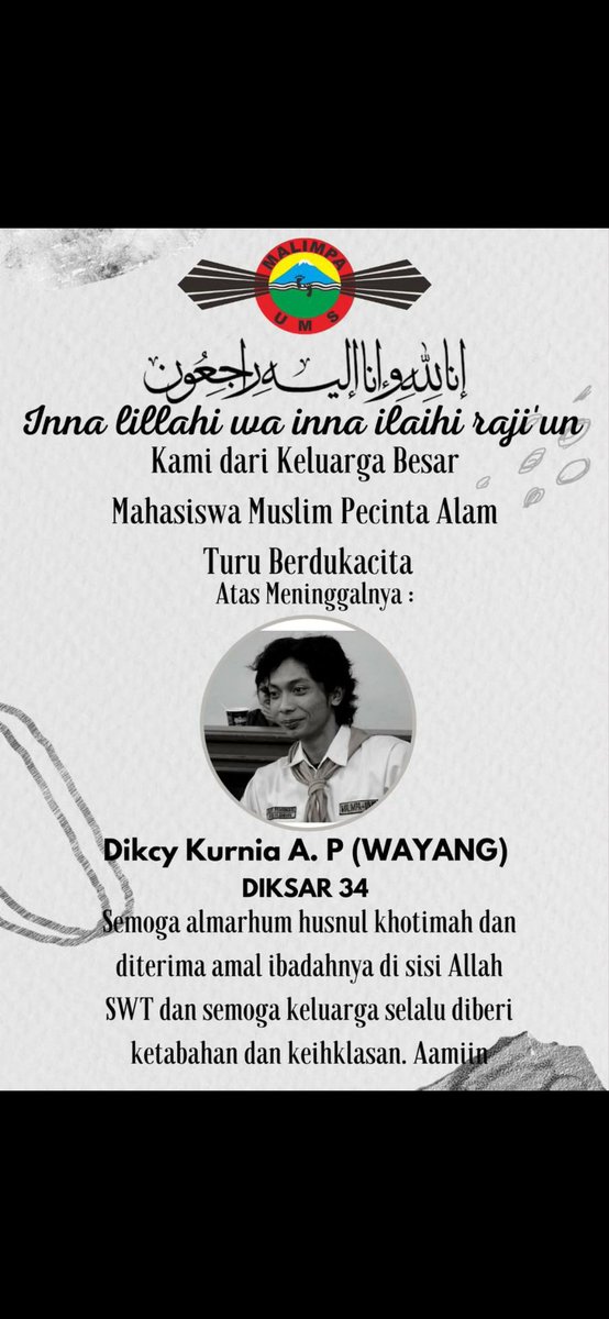 MALIMPA's tweet photo. Inna lillahi wa inna ilaihi raji'un.
Hanya ucapan do'alah yang dapat kami haturkan atas kepergian beliau. Terimakasih sebesar-besarnya atas segala dedikasi &amp; ilmu-ilmu yang telah almarhum berikan ke MALIMPA, Semoga segala jasa &amp; amal kebaikan beliau dibalas oleh ALLAH SWT, Aamiin https://t.co/7cGQQtitr4