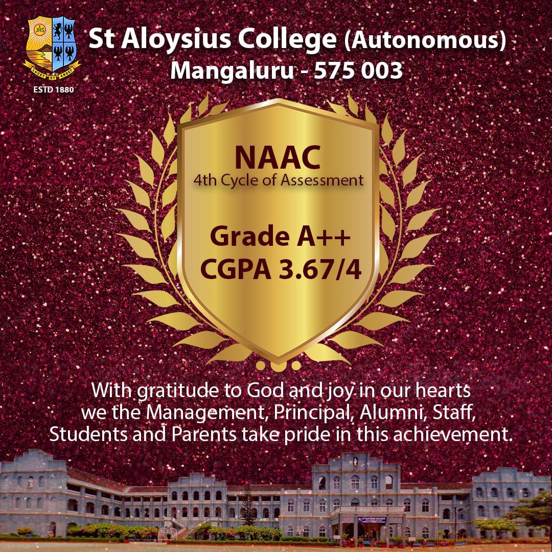 SACMangaluru's tweet photo. An accomplishment to be remembered.

#NAAC 
#staloysiuscollege
#mangaluru https://t.co/SBQvejymdL