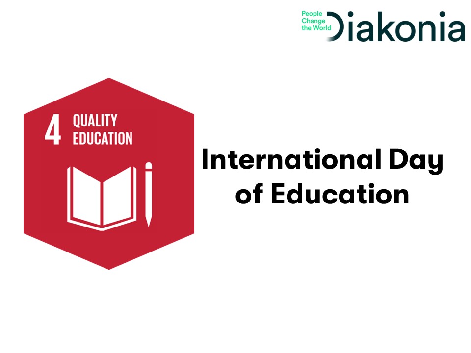 Today we celebrate #InternationalDayofEducation  . This year's theme is 'To invest in people, prioritize education'. Diakonia is at the forefront
creating a just equal and sustainable world. Diakonia works towards a human rights-based approach.
#PeopleChangeTheWorld.