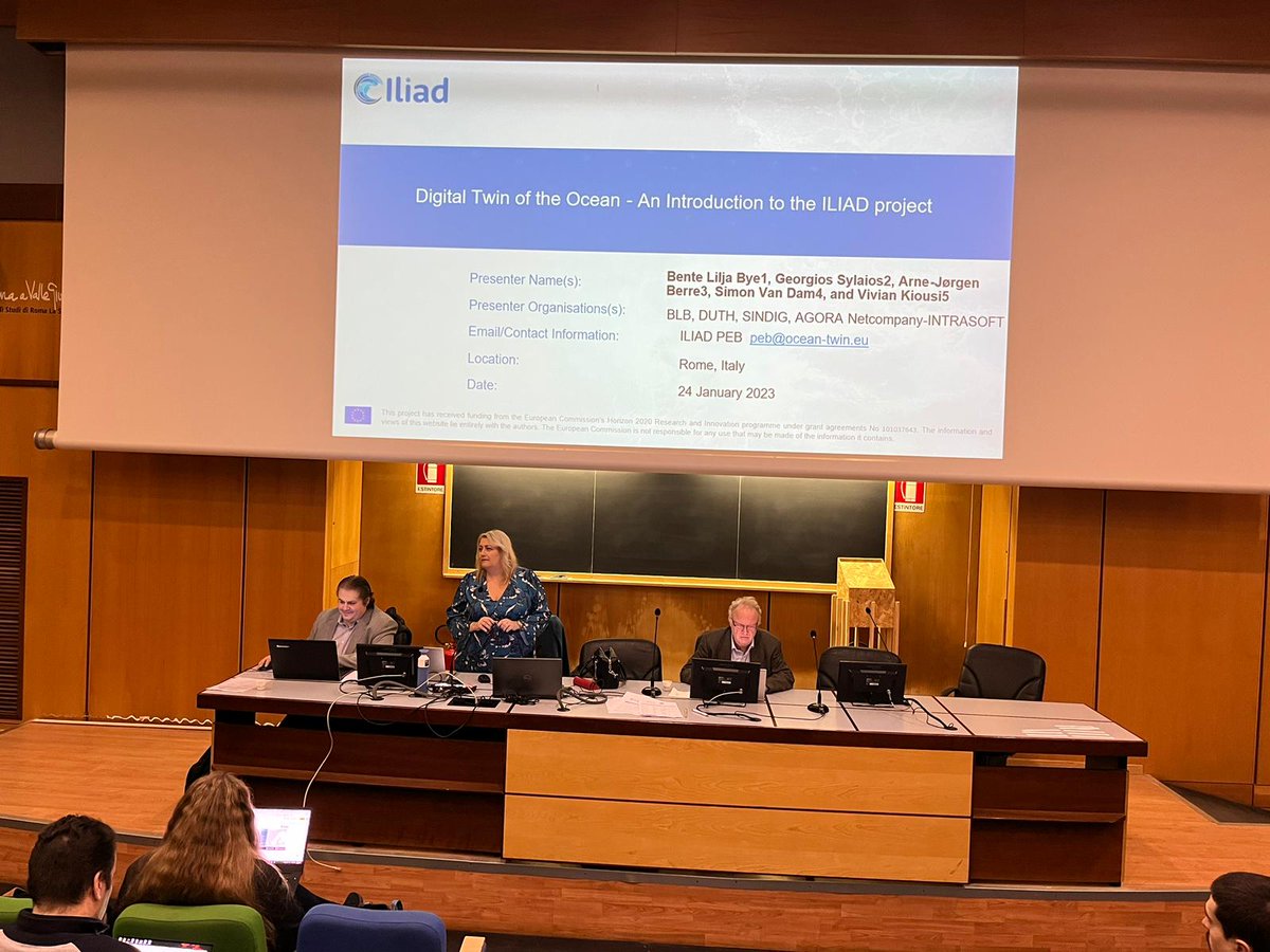 Akrivi Vivian Kiousi from INTRASOFT opens the first day of the second Iliad General Assembly meeting in #Rome, #Italy. The meeting will host several discussions, plenary sessions, presentations, and workshops dedicated to the evolution of Iliad as a #DigitalTwin of the #Ocean.
