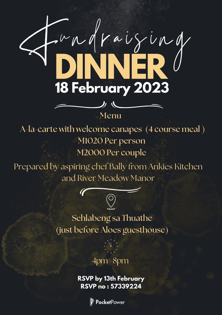pocketpowerls's tweet photo. An extravagant dining experience for a good cause. 😁

This dinner is hosted by 'Maleballo: an aspiring chef as another way to raise funds while she does what she loves the most. To learn more about her story please click on the link https://t.co/k1WC70VqIw. 

(1/2) 

#lstwitter https://t.co/XWV7gdIqC5