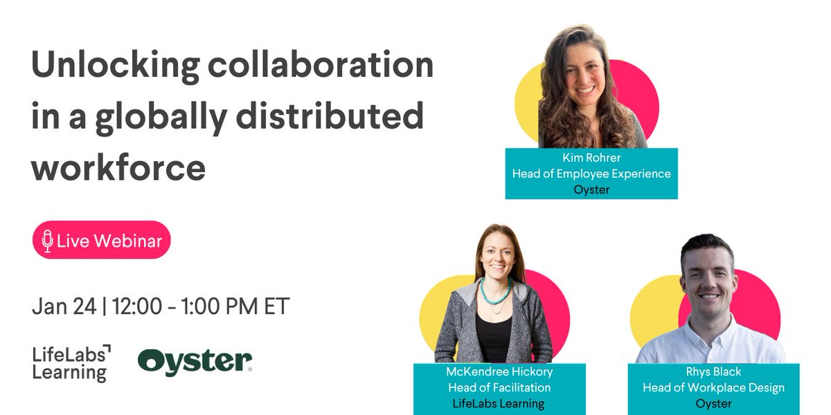 Join me, Kim Rohrer, and McKendree Hickory from LifeLabs Learning, today at 9:00 AM PT / 12:00 PM ET.

We’ll be covering all the lessons we’ve learned about better collaboration on distributed teams.

Save your place here 👉bit.ly/3idmU9q
