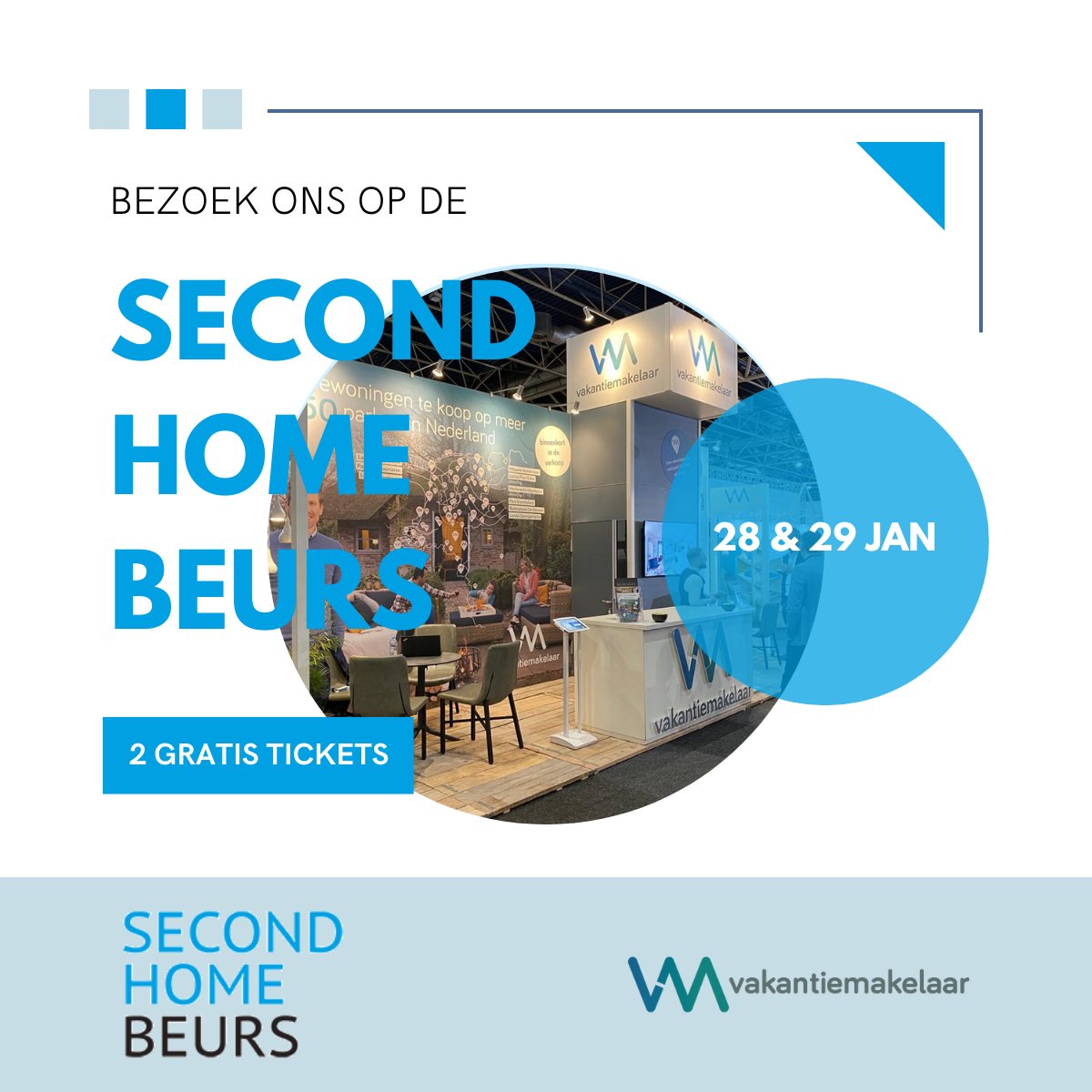 Ons team staat dit weekend klaar om u te inspireren én informeren op de #SecondHomeBeurs in #MeccMaastricht.

➡️ Bemachtig nu nog twee gratis tickets: bit.ly/3wqoqby

Je vindt ons bij stand 216. Kom je ook gezellig langs?