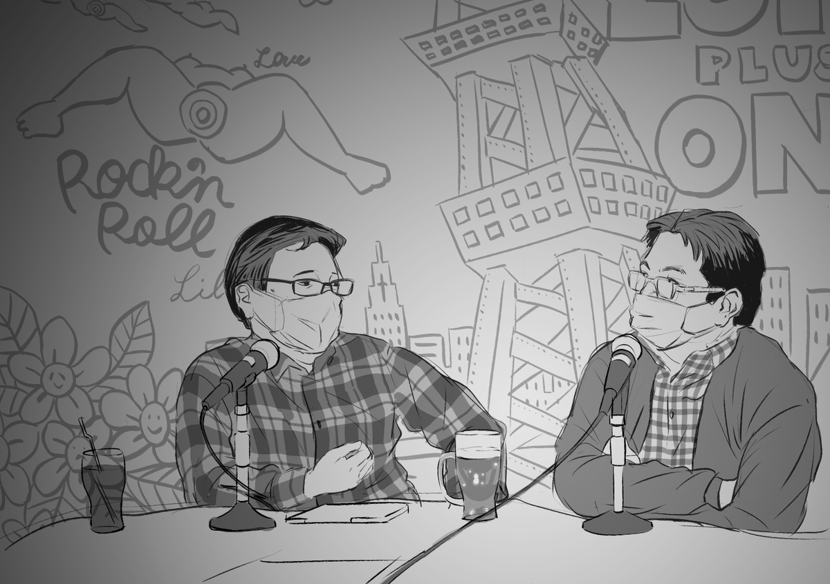 寒過ぎるので、気を抜くとすぐ『ANIMATOR TALK 今石洋之&吉成曜』の絵描いちゃう https://t.co/D50q85Zcj8 