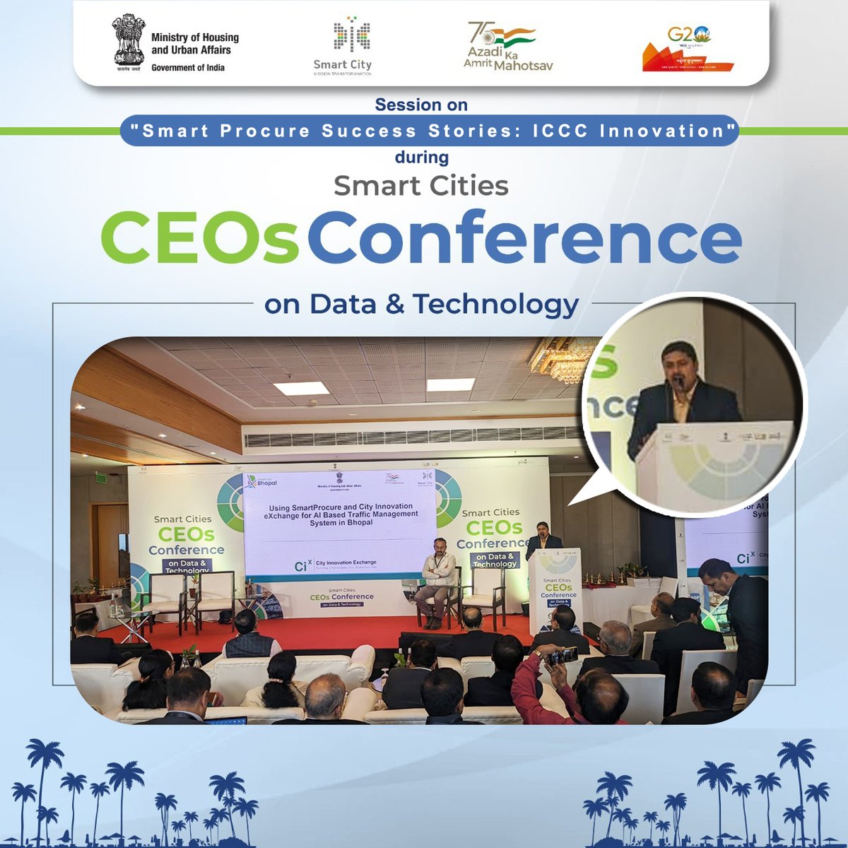 bhopal_bscdcl's tweet image. Representative from #BhopalSmartCity shared experience on &quot;Using SmartProcure &amp;amp; City Innovation eXchange for AI Based Traffic Management System in Bhopal&quot; during a session on &quot;Smart Procure Success Stories: ICCC Innovation&quot; at &quot;Smart Cities #CEOsConference on Data &amp;amp; Technology&quot;