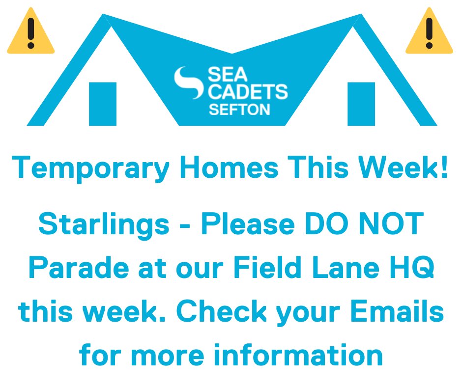 We're in temporary homes this week! Please check your emails for further information @seftoncouncil @MerseysideWest @SeaCadetsNW