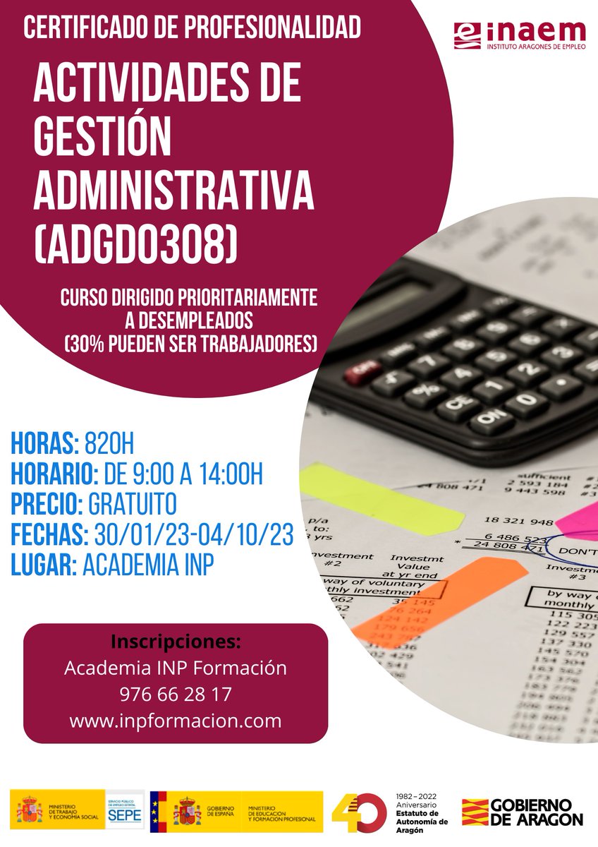 Inp_Formacion's tweet photo. ¡Tenemos disponibles CERTIFICADOS DE PROFESIONALIDAD para este 2023!
Certificado de profesionalidad: ACTIVIDADES DE GESTIÓN ADMINISTRATIVA
Certificado de profesionalidad: SISTEMAS MICROINFORMÁTICOS
Certificado de profesionalidad:GUÍA POR ITINERARIOS ECUESTRES EN EL MEDIO NATURAL https://t.co/8SVdv0hx9O