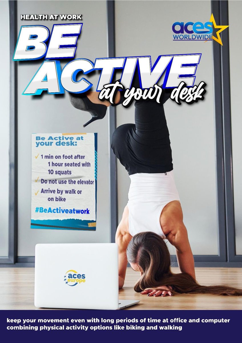 AcesEurope's tweet photo. #beactiveatwork ACES Europe has started the first campaign of the European Week of Sport pledge with health at workplace.
Please follow the task and send pics with the selected #beactiveatwork
#aceseurope https://t.co/SGHaf9FDBv
