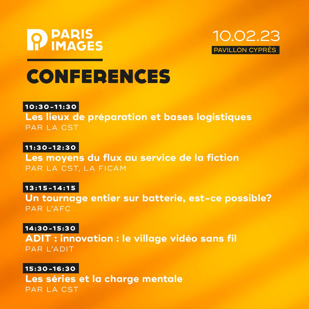 _parisimages's tweet photo. [PROGRAMME CONFÉRENCES] 

Découvrez le programme complet des conférences du 10 février.

➡️ RDV sur notre site Internet pour découvrir toute la programmation : https://t.co/JQyxl4hs3Z

🎟️ Réservez vos places : https://t.co/yamY2YCm7w

#ParisImages #Cinema #Audiovisuel #EventsPro https://t.co/HWiATjEZno