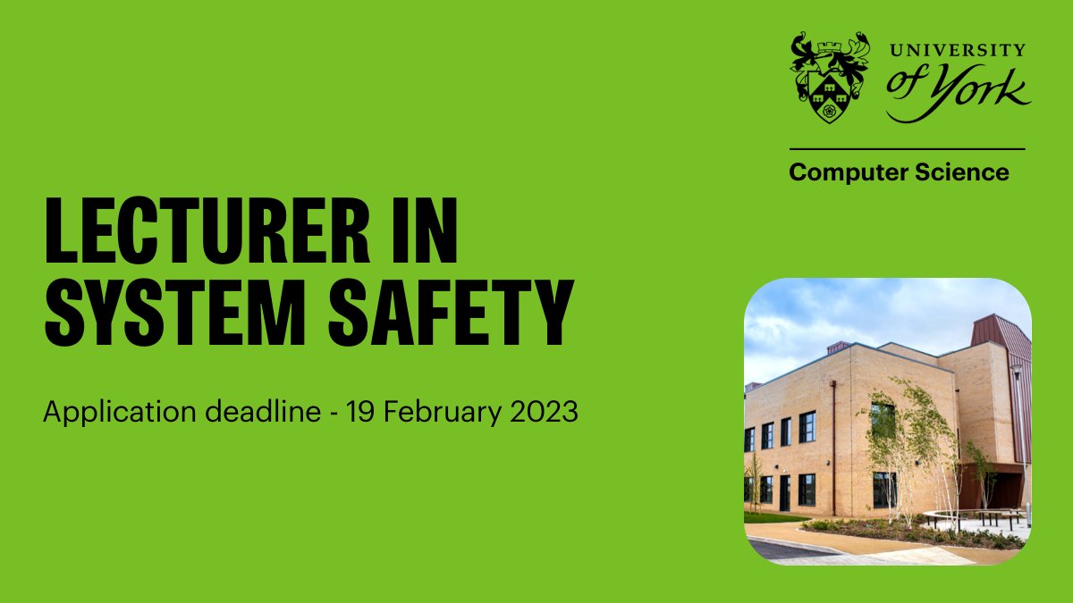 CfAA_York's tweet photo. Fantastic opportunity to join @UoY_CS as a Lecturer in System Safety and work with the AAIP team in @UoYISA on #AssuringAutonomy research.
Apply now: https://t.co/4BHiiugka6 https://t.co/5HUZjgT6Qq