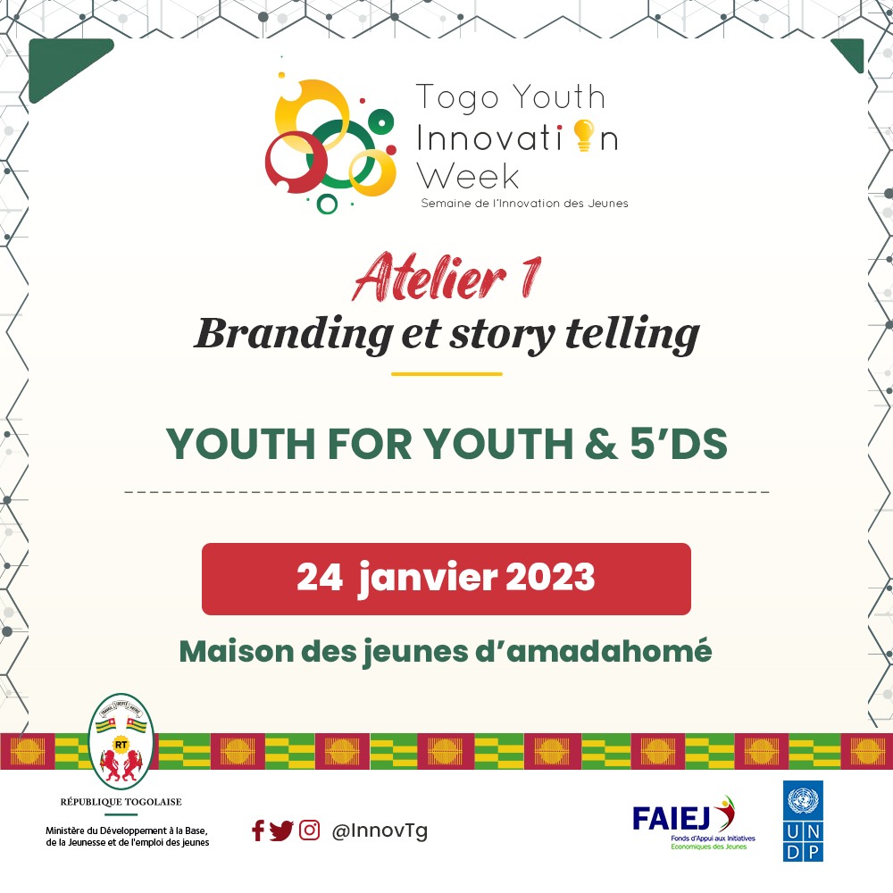 Youth4youths's tweet photo. Aujourd'hui démarre la « Togo Youth Innovation Week ». @Youth4youths aura l'honneur de dispenser une formation en #Branding ce 24 janvier à partir de 13h30.

Au programme de ce week dédié à mettre en lumière l'inventivité de la jeunesse Togolaise, des échanges, des ateliers,
1/2 https://t.co/iCLaEeYUwq