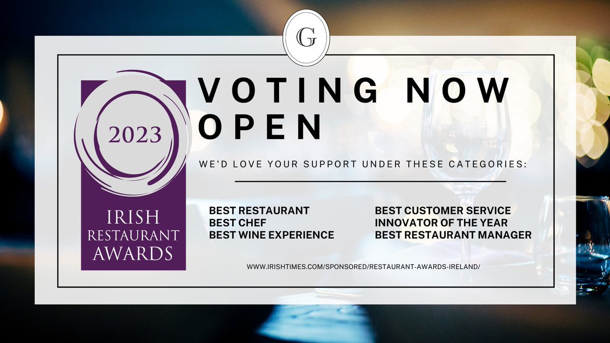 Voting closes at 12 noon on 26th Jan -  We would really appreciate your votes in the categories listed. 😀
Please click on this link to vote: irishtimes.com/sponsored/rest… #irishrestaurantawards2023 #irishrestaurants #kildarefood #groomsattheranch #kildarefoodie