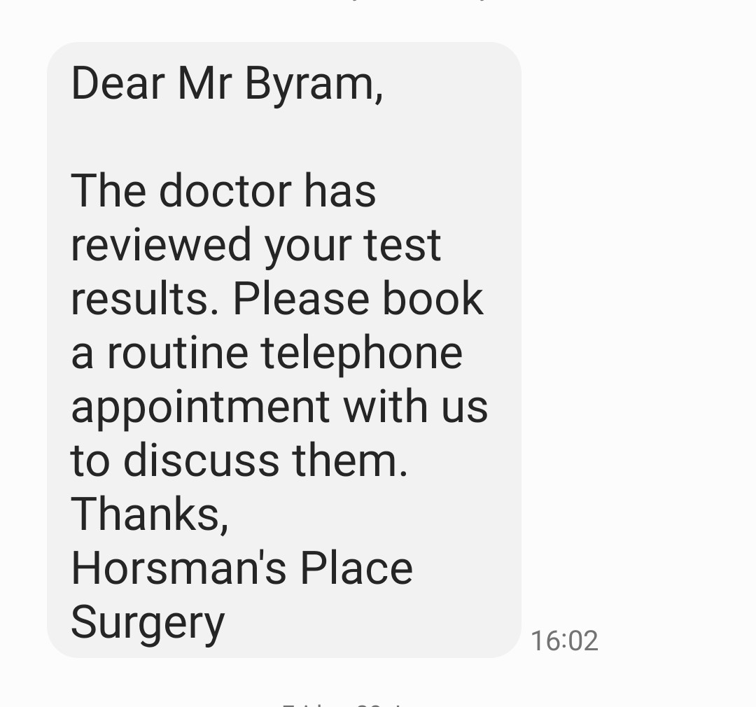 Byram8's tweet photo. Ohhhh the irony started the queue in 7th place 37 minutes later I'm number 5 in the queue, but its OK the kind lady keeps telling me "my call is important" and that she's "aware that I am holding" #horsmansplacesurgery
#Dartford #NHSCrisis https://t.co/3QjxR3H5jT
