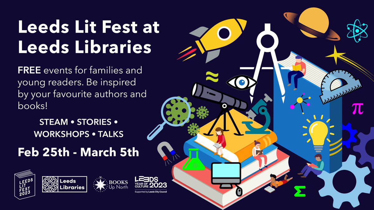 Experience #STEAM at Leeds Libraries, with coding, Lego and your fav authors as part of @LeedsLit: @AgentAsha @vashti_hardy @Paula_Bowles @AlexFKoya @JamesENicol @KateisDrawing @TheMikeBarfield @spirotta @bethanwoollvin Find out more: leedslitfest.co.uk/whats-on/family #STEMeducation