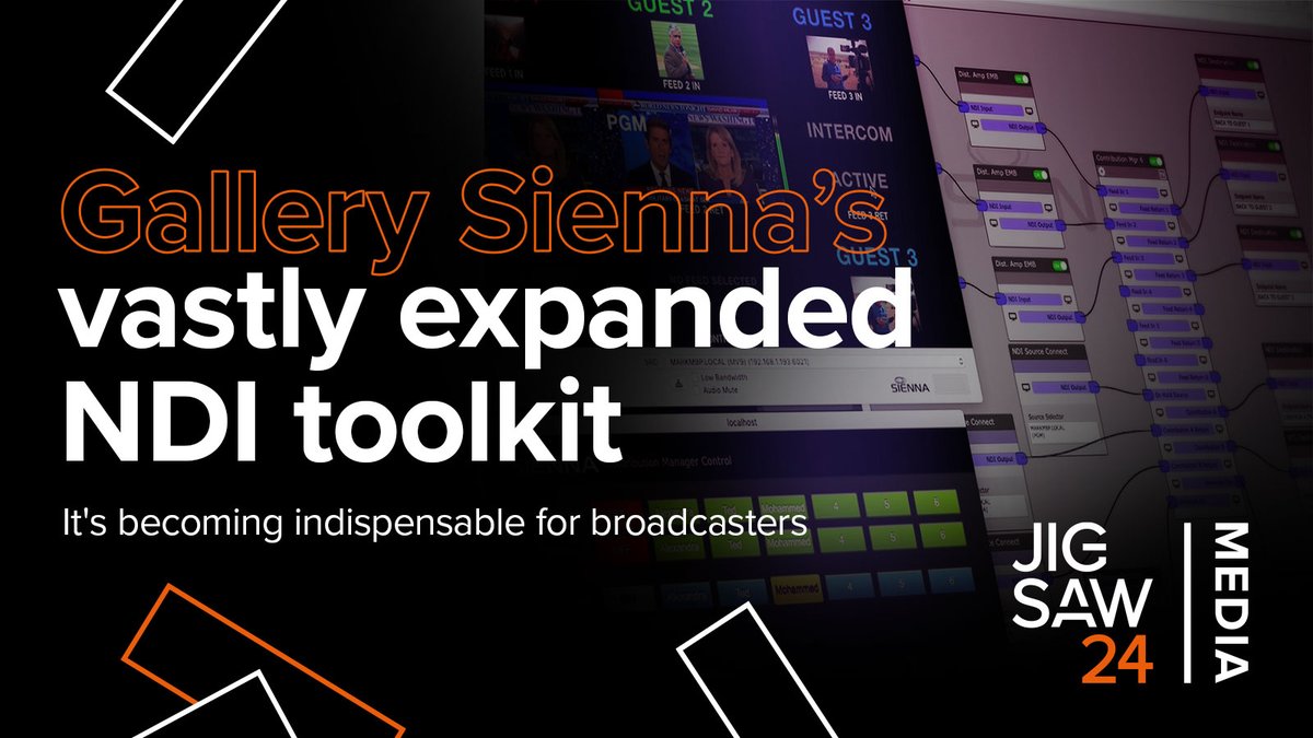 Jigsaw24 Media (@jigsaw24media) on Twitter photo Sienna <a href="/NDI_Cloud/">Sienna NDI</a> are intent on supporting the needs of the professional broadcast market - and fast.
Our head of innovation, Chris Bailey, highlights just some of their key developments and updates over the past year: ow.ly/TAnU50MxMPP
#NDI #cloud #postproduction Sienna <a href="/NDI_Cloud/">Sienna NDI</a> are intent on supporting the needs of the professional broadcast market - and fast.
Our head of innovation, Chris Bailey, highlights just some of their key developments and updates over the past year: ow.ly/TAnU50MxMPP
#NDI #cloud #postproduction