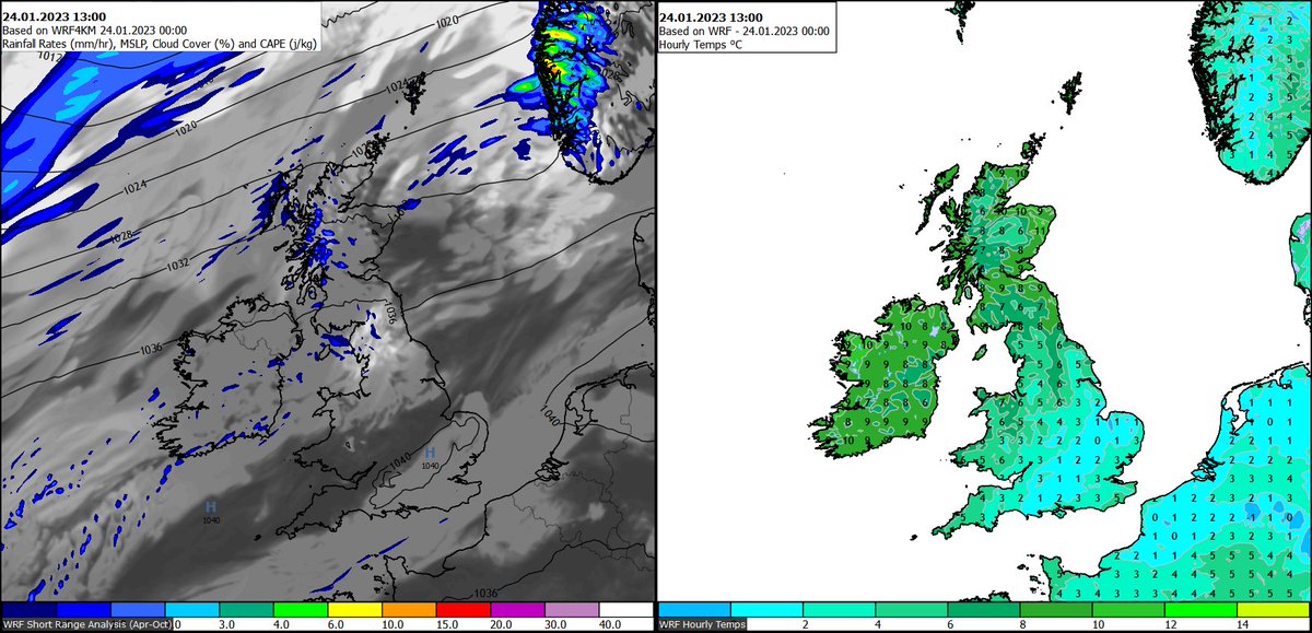 MetraWeatherUK's tweet image. Into the early afternoon and, overall, little changes - A region of clear skies means further sunshine across parts of #Wales #SWEngland #Midlands #CentralEngland, where coldest, often cloudy elsewhere with some damp weather to the N and W. Highest temps to the N and W too.