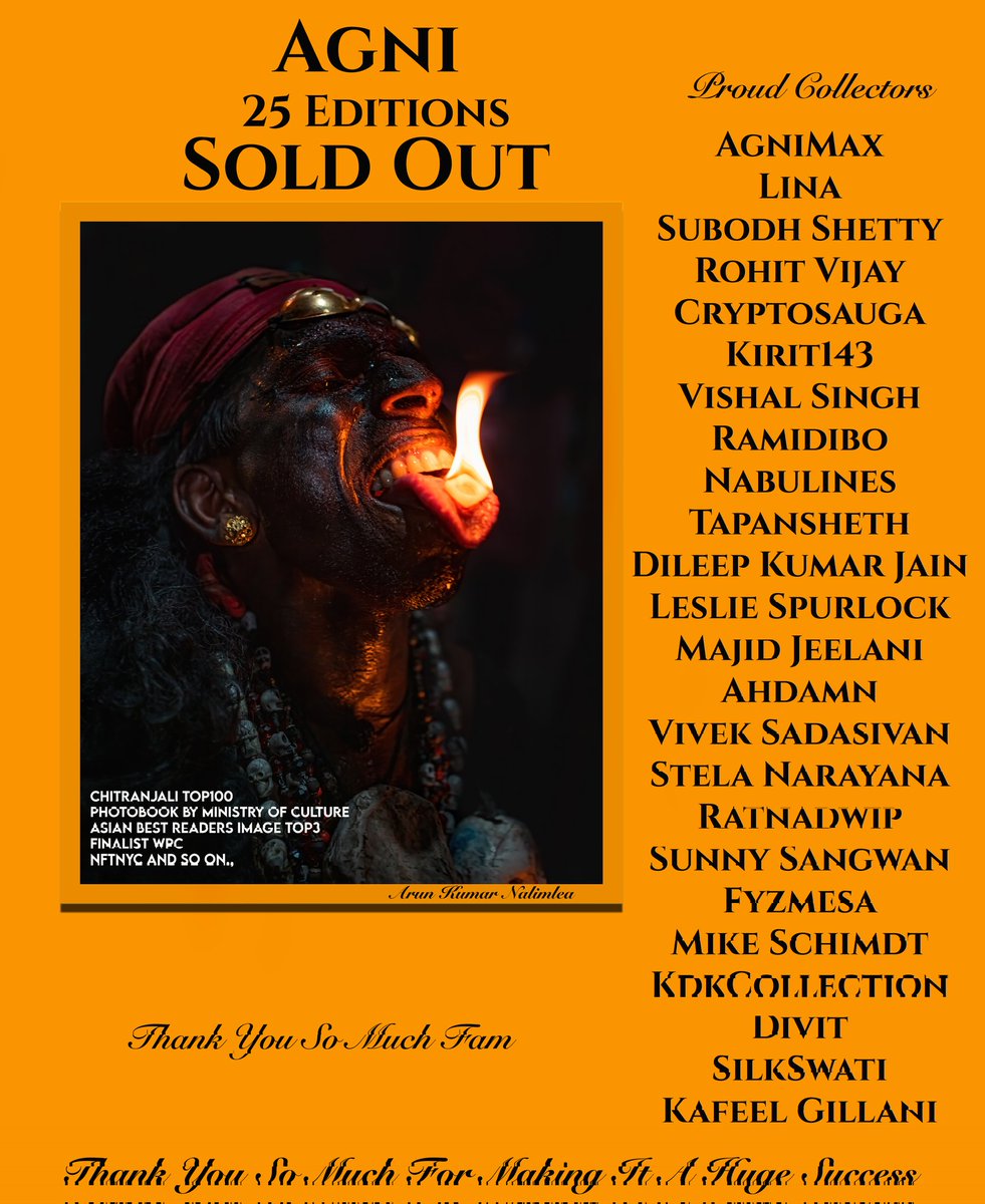 🥳🔥SOLD OUT 🔥🎉
Agni 
An Incredible Shot From The Festival Kulasai 
25/25 ✅is officially Sold Out 

Thanks To <a href="/SKafeelGillani/">Kafeel Gillani</a> for grabbing the last Edition 🫶

And thanks to each and every collector 🤗🫶 for making it a Huge Success 

Thanks for inspiring me to capture more🥺