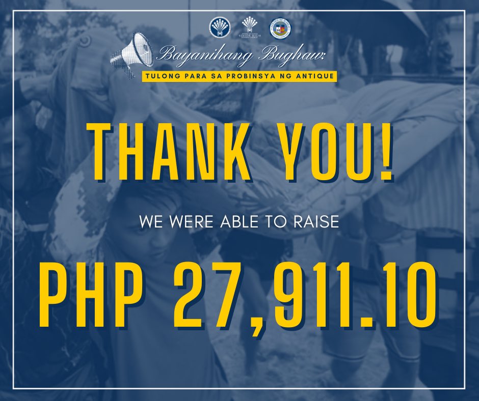 adi_shsc's tweet photo. And that’s a wrap, Ateneans! 🤍

Bayanihang Bughaw: Tulong Para Sa Antique would like to express its gratitude for all the donations received! 💙

We were able to collect a total of PHP 27,911.10! 

1/3 https://t.co/a3C1RCBBSw