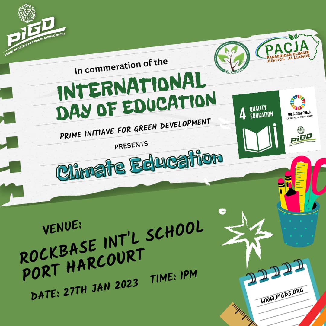 AdanmaIdisi's tweet image. Education has always played a major role in shaping human society. And with education, we can combat climate change and promote climate action!🌳😀

HAPPY INTERNATIONAL DAY OF EDUCATION!!!

#PIGD
#education
#internationaldayofeducation 
#climatechangeaction
#greenimpact