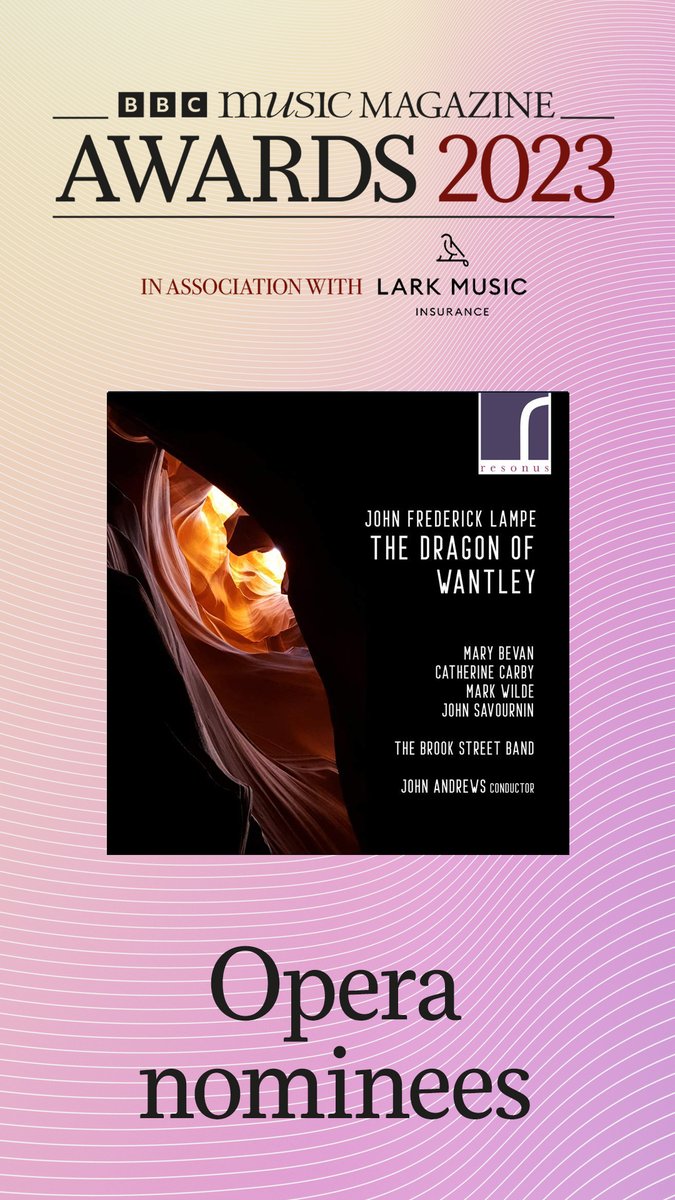 Fantastic news - please click and vote!🙏 bit.ly/3XFpAfy
We are so proud that our recording of Lampe's 'The Dragon of Wantley' has been nominated for the BBC Music Magazine Opera Award!!#bbcmmawards 
@JKAConductor @MaryCBevan @proudsongster @jsavournin @BrookStreetBand