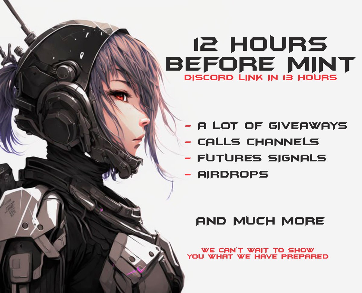 We are 100% ready!

In 1 hour before MINT we will drop our:

-Mint link
-OS
-Etherscan

All collab wallets are added!
#mintingtoday #MintingNow #NFTCommunity