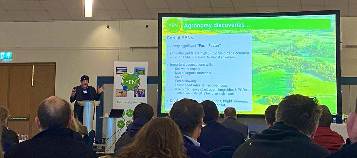 14t/ha wheat yields are achievable almost anywhere - a standout summary of ten years of the @adasYEN project/competition from @rogersylbrad , which now has data from over 5000 yields across crops and a number of countries. #YENis10