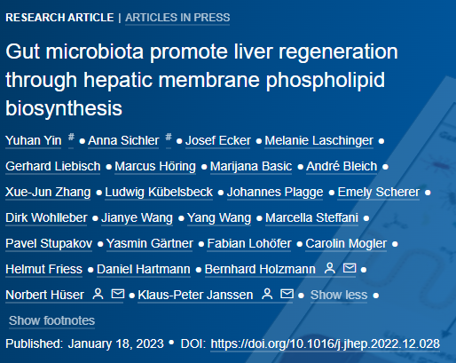 JHepatology's tweet photo. 🆕Article in press❕

Gut microbiota promote #liverregeneration through hepatic membrane phospholipid biosynthesis

Read it here👉https://t.co/BILxoEVwLq

@AnnaSichler
#LiverTwitter https://t.co/X4KOrgQZf1