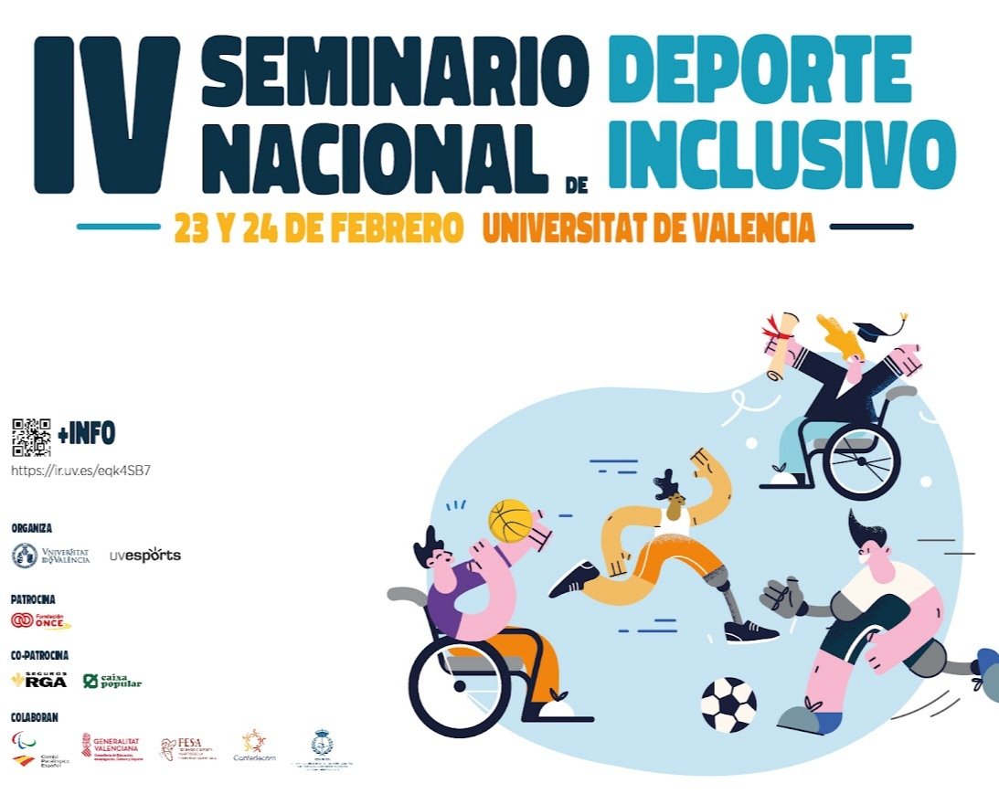 Después de un año, VOLVEMOS con el IV Seminario Nacional de Deporte Inclusivo el 23 y el 24 de febrero en la <a href="/UV_EG/">Universitat València</a>, con el apoyo de <a href="/Fundacion_ONCE/">Fundación ONCE</a>, <a href="/segurosrga/">Seguros RGA</a> y <a href="/caixapopular/">Caixa Popular</a>! Inscripción gratuita, toda la información aquí 👇👇
ir.uv.es/eqk4SB7
OS ESPERAMOS!