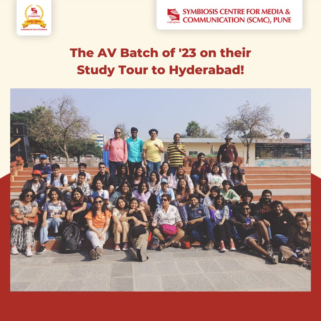SCMCPune's tweet image. The Audio-Visual Batch of 2023 recently on their study tour to Hyderabad !

#mediastudents #hyderabad #studytour #scmcpune #symbiosispune #filmmaking #audiovisual