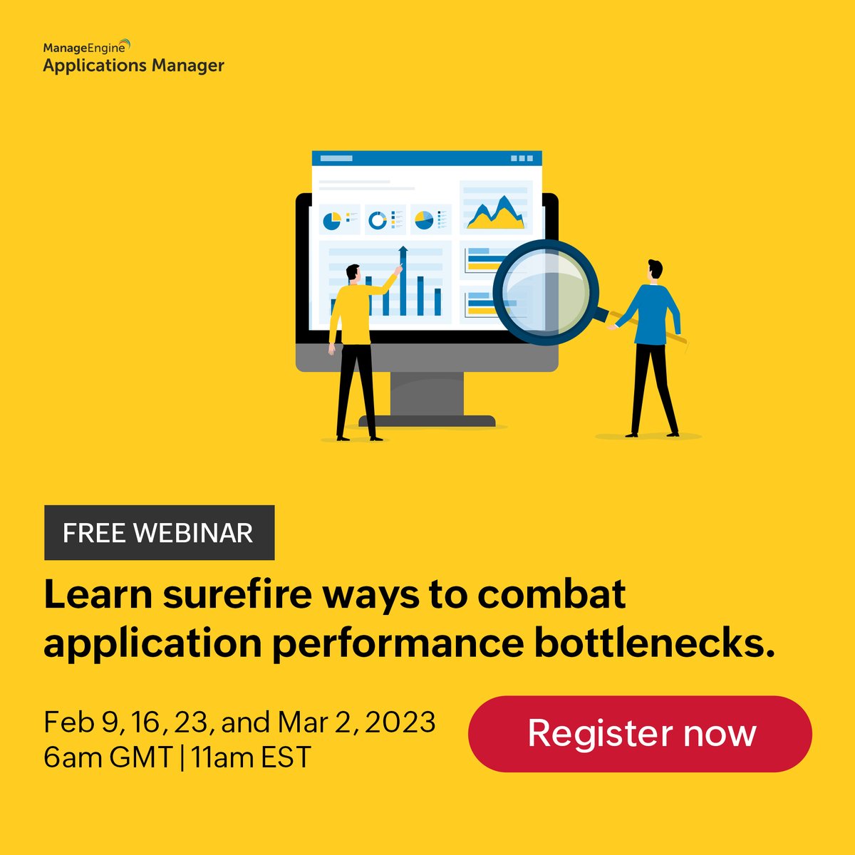 manageengine's tweet image. Join our free webinar series, starting Feb. 9, to learn how you can effectively tackle application performance issues with Applications Manager. Register now!
zcu.io/guGv
#ApplicationPerformanceMonitoring #ServerMonitoring #FreeTraining #ITOM