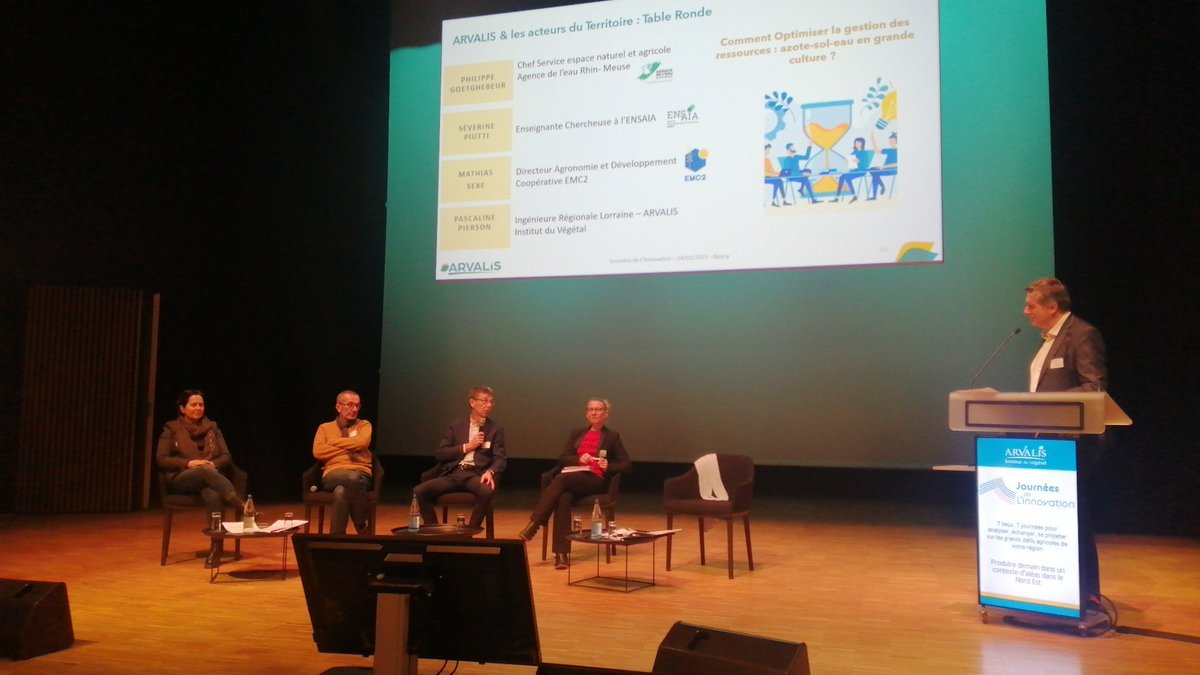 Début de la table ronde ➡️ Comment optimiser la gestion des ressources : azote sol eau en grandes cultures ?
Merci à Mathias Sexe <a href="/coopEMC2/">EMC2</a>, Séverine Puitti <a href="/ENSAIA/">ENSAIA</a>, Philippe Goetghebeur @agenceeau et Pascaline Pierson <a href="/Arvalisofficiel/">ARVALIS</a> pour vos témoignages !
#JInnov2023