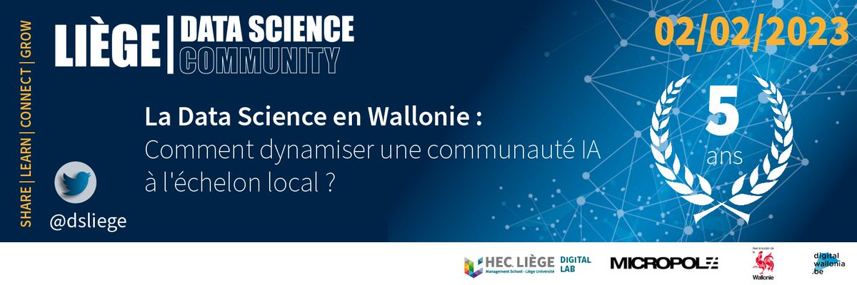 DataScienceLiege (@dsliege) on Twitter photo 📢Il est encore temps de vous inscrire à notre événement du 02/02 sur la #DataScience en #Wallonie !
Rejoignez-nous pour une soirée d'ateliers et de networking ! 🎉
➡️hec-liege.idloom.events/data-science-l…
<a href="/HECLiege/">HEC Liège</a>
Avec le soutien de <a href="/digitalwallonia/">Digital Wallonia</a> <a href="/MicropoleBeLux/">Micropole Belgium, a Talan company</a> et KPMG 📢Il est encore temps de vous inscrire à notre événement du 02/02 sur la #DataScience en #Wallonie !
Rejoignez-nous pour une soirée d'ateliers et de networking ! 🎉
➡️hec-liege.idloom.events/data-science-l…
<a href="/HECLiege/">HEC Liège</a>
Avec le soutien de <a href="/digitalwallonia/">Digital Wallonia</a> <a href="/MicropoleBeLux/">Micropole Belgium, a Talan company</a> et KPMG