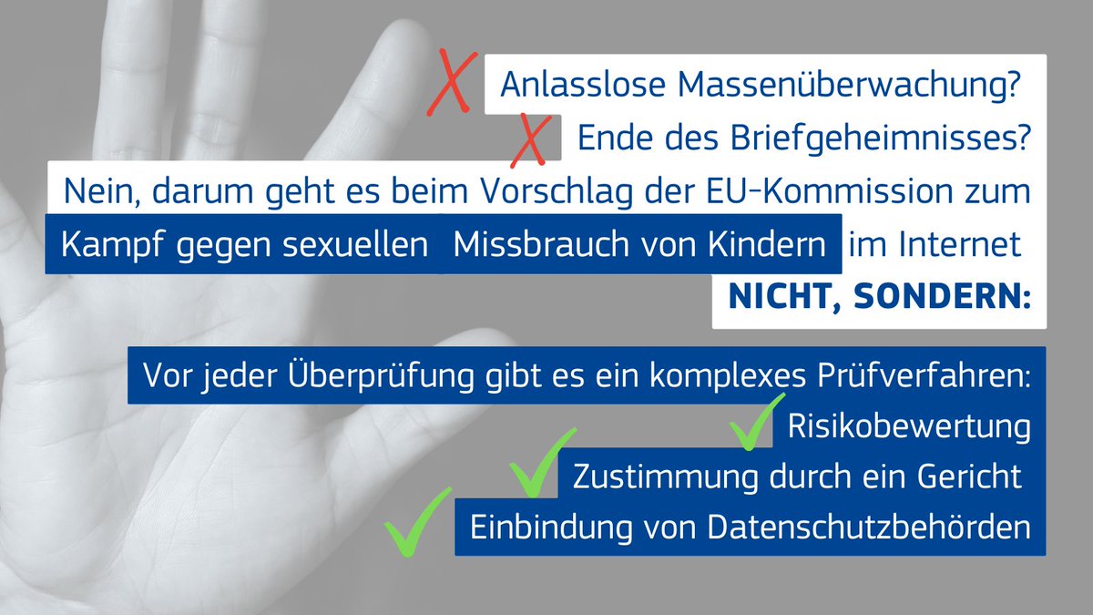 Anlasslose Massenüberwachung? Ende des Briefgeheimnisses? Nein, darum geht es beim Vorschlag der EU-Kommission zum Kampf gegen sexuellen Missbrauch von Kindern im Internet NICHT, SONDERN: (🧵1/6)