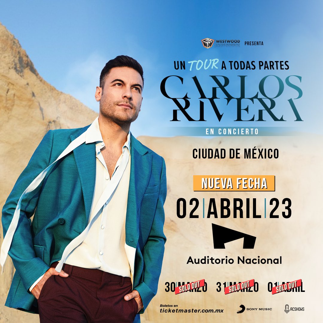 @ShowMxico2 @_CarlosRivera @AuditorioMx '@ShowMxico2: CONCIWRTOS 🎤

@_CarlosRivera abre una nueva fecha en el @AuditorioMx con Un Tour a Todas Partes.

#Conciertos #Musica #MasQueShow'