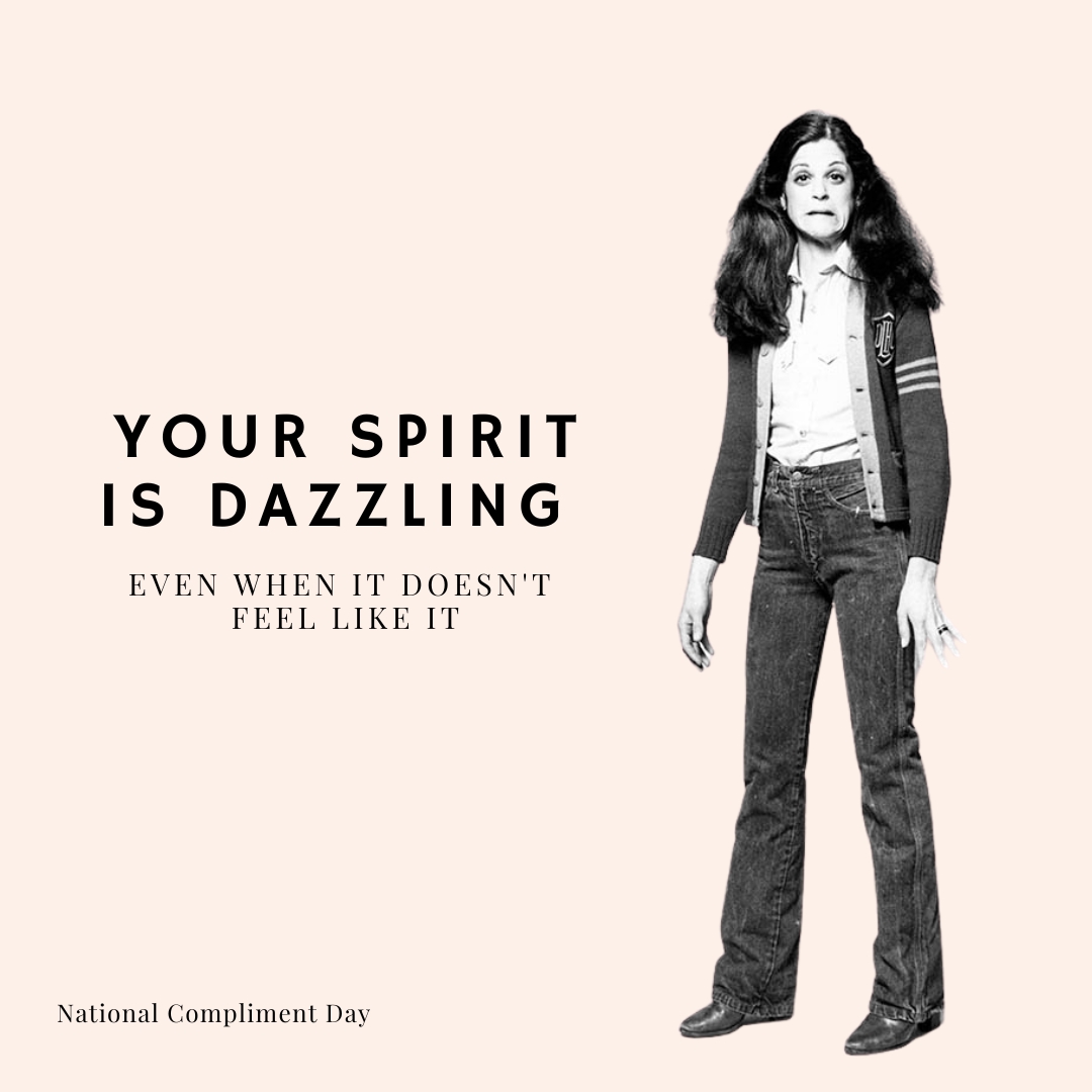 GildasClubMidTN's tweet image. Today is #NationalComplimentDay and we have a few to share with you!  We know that you may not always feel brave, shimmery, or even strong and that is okay and valid. 

So, here are a few sentiments to remind you to give yourself grace even when you are feeling less than sparkly.