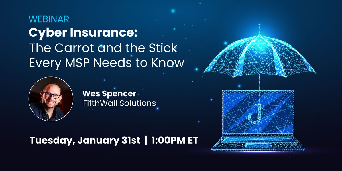 Are you an MSP looking to understand cyber insurance? Don't miss our exclusive webinar on Tuesday, January 31 at 1pm ET with Wes Spencer from FifthWall Solutions! Learn how cyber insurance can be a win-win for your business and your clients
Register Here: hubs.la/Q01z2Zwm0