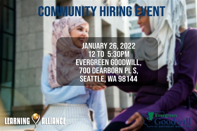 CollabFirst's tweet photo. Evergreen Goodwill is hosting a Hiring Event and Resource Fair to connect job seekers directly with hiring managers. BIPOC individuals, immigrants, refugees, English learners, all are welcome.

Info: https://t.co/9glbismo1N
#hiringevent #inclusion #careeroptions #seattle #support https://t.co/FeWlqYLJaq