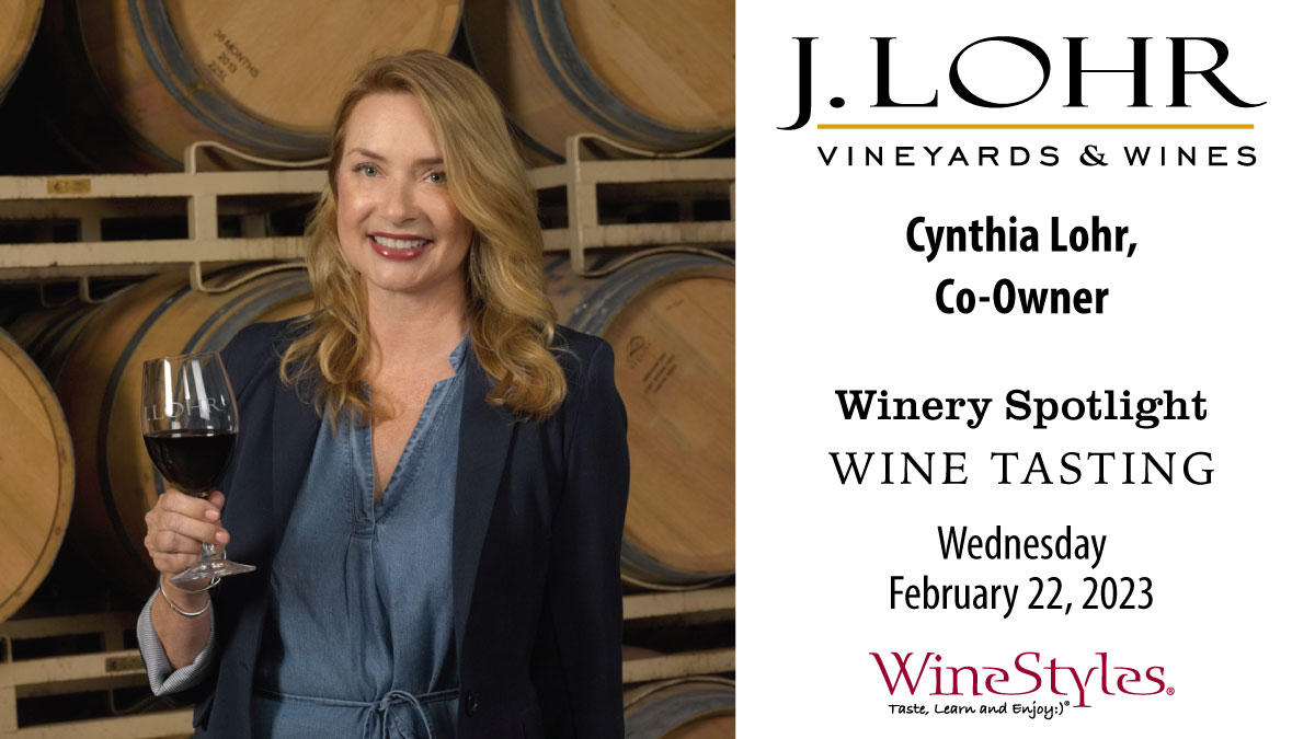 ✅🍷Mark your calendar for February 22 wine tasting with Cynthia Lohr, Co-Owner of J. Lohr Vineyards. She will be joining us on the big screen, nationwide. Call us or sign up at bit.ly/3XBHvmO

#wineryspotlight #winetasting #winestyles @JLohrWines #JLohr #PasoRobles