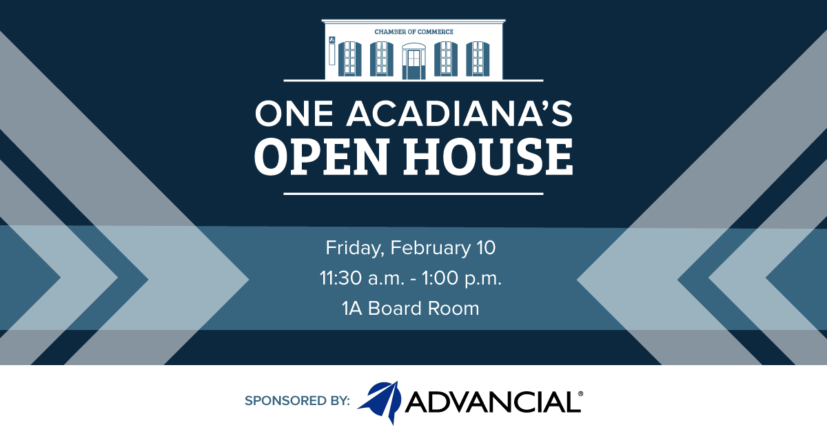 One Acadiana (@oneacadiana) on Twitter photo Maximize the most of your 1A membership in 2023! Join us Friday, February 10, for an open house designed to connect you with 1A staff, partners, ambassadors, and members over a casual lunch at the 1A office. bit.ly/3ZJyee6
Thanks to our sponsor, <a href="/advancial/">Advancial Federal Credit Union</a>! Maximize the most of your 1A membership in 2023! Join us Friday, February 10, for an open house designed to connect you with 1A staff, partners, ambassadors, and members over a casual lunch at the 1A office. bit.ly/3ZJyee6
Thanks to our sponsor, <a href="/advancial/">Advancial Federal Credit Union</a>!