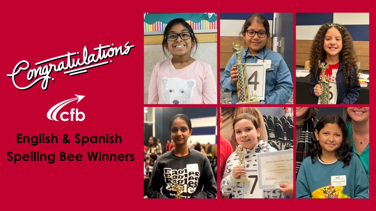We are #cfbproud of our district English and Spanish Spelling Bee winners and runner ups! Four CFB students are advancing to the next level of competition. To read more about the spelling bees, please visit cfbisd.edu/about-us/news/…. #discovercfb